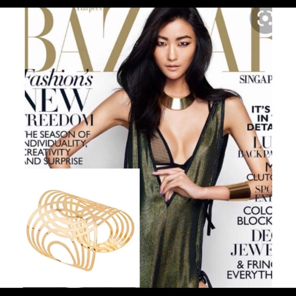 Laser-cut gold plated cuff bracelet. NWT